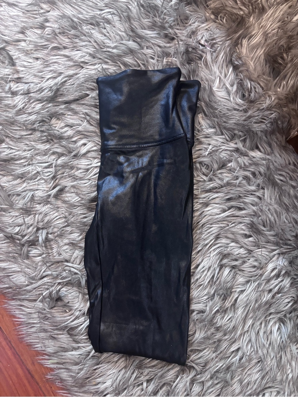 Spanx Black Faux Leather Legging High Rise Stretchy Size XL - Picture 3 of 8